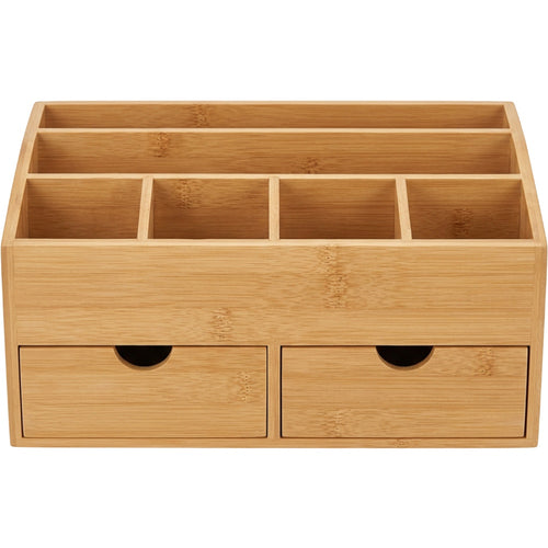 Woodt Bamboo Desktop Organizer with 2 Drawers and 5 Upper Compartments - Product view