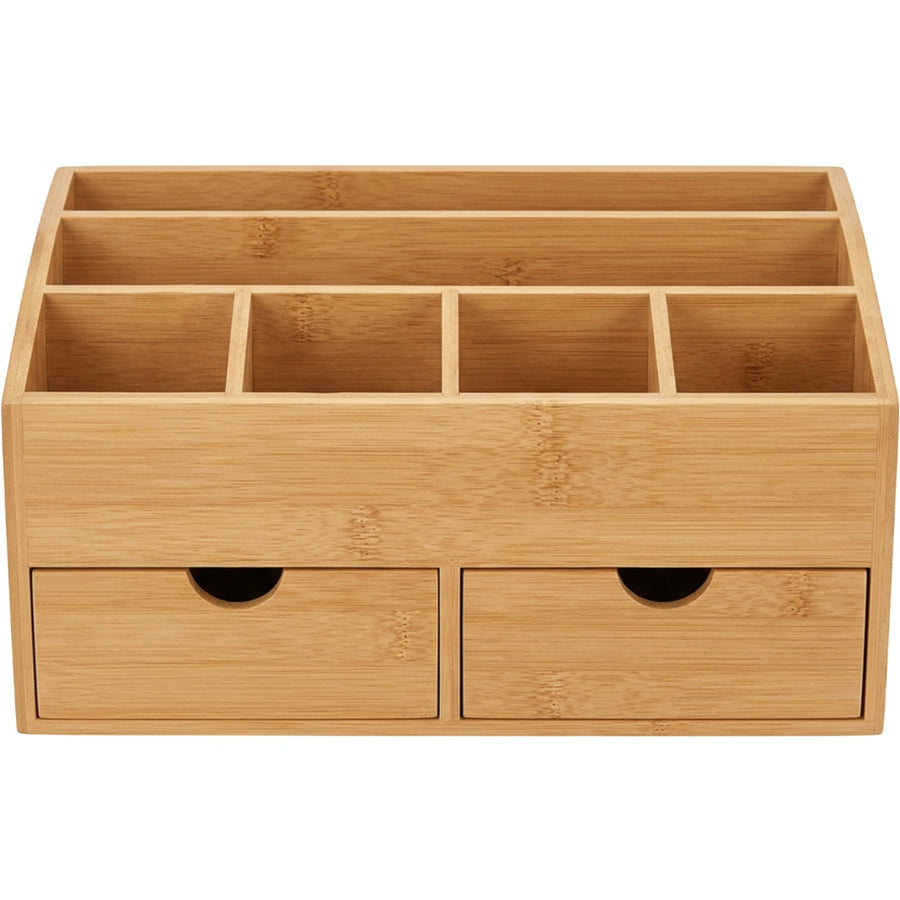 Woodt Bamboo Desktop Organizer with 2 Drawers and 5 Upper Compartments