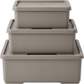 Woodt Stackable Desktop Storage Boxes Warm Gray Set of 3 - Product view