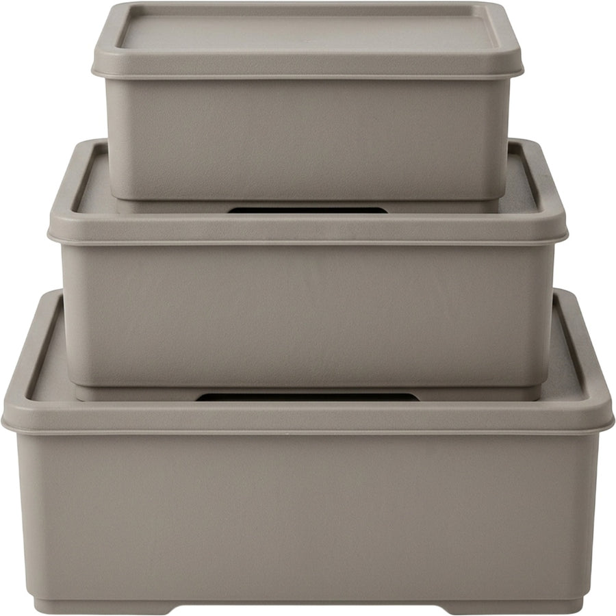 Woodt Stackable Desktop Storage Boxes Warm Gray Set of 3